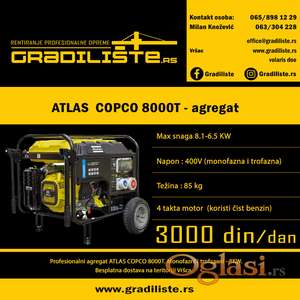 Atlas Copco 8000T - agregat 8 kw - izdavanje